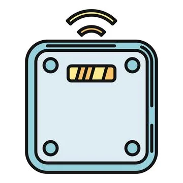 Smart health scale sending wireless data icon Stock Illustration