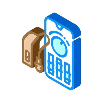Smart hearing aid wearable isometric icon vector illustration Stock Illustration