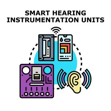Smart hearing instrumentation units concept illustration Stock Illustration