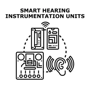 Smart hearing instrumentation units concept illustration Stock Illustration