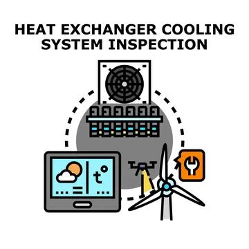 Smart heat exchanger cooling system inspection concept Stock Illustration