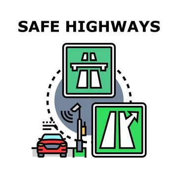 Smart highway system ensuring road safety concept Stock Illustration