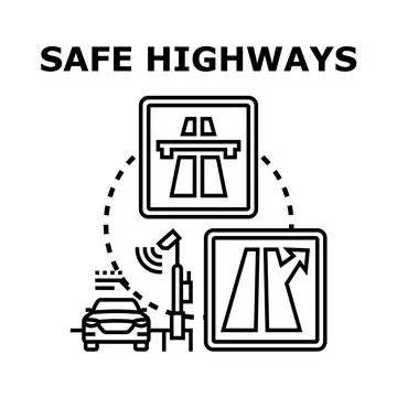 Smart highway system ensuring road safety concept Stock Illustration