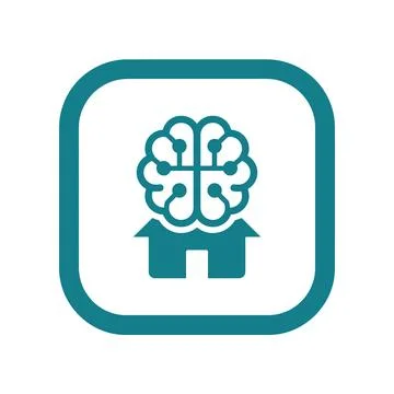 Smart home with an abstract brain icon for intelligent house automation tec.. Ilustração Stock
