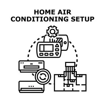 Smart home air conditioning setup concept illustration Stock Illustration