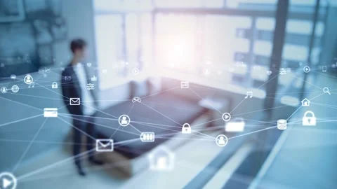 Smart home and communication network concept. Stock Footage 139897849