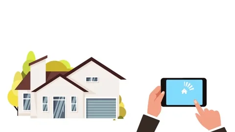 Smart home animation showing Remote control of house with smartphone Stock Footage 240737629