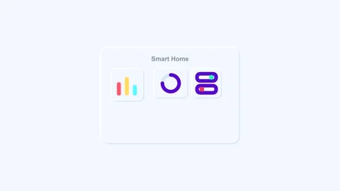 Smart home app interface animation with data charts 스톡 동영상 346713207
