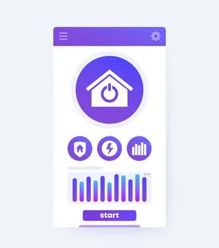 Smart home app interface, mobile ui design, vector Stock Illustration