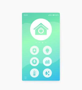 Smart home app interface, mobile ui, vector 스톡 일러스트
