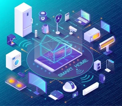 Smart Home, Appliances Controlled through WiFi Illustrazione stock