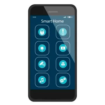 Smart home application icons interface design. House automation concept. Vector Stock Illustration