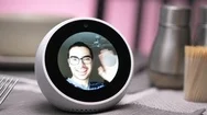 Smart Home Assistant Video Call Chat On Kitchen Table Stock Footage