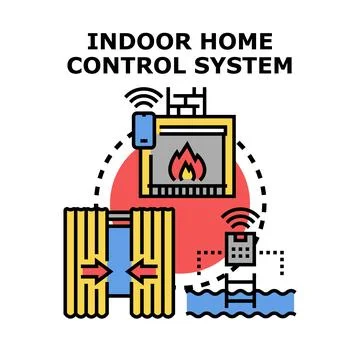 Smart home automating indoor control system functions Stock Illustration