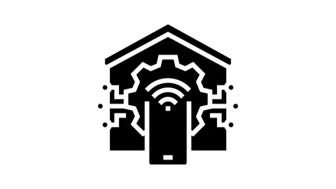 Smart home automation ai integration glyph icon animation Stock Footage 326144013