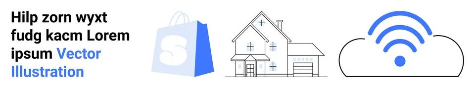 Smart Home Automation and E-Commerce Solutions with Cloud Connectivity Stock Illustration