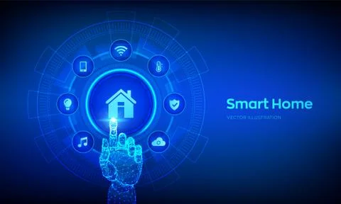 Smart home. Automation control system concept. Futuristic interface of smart  Stock Illustration