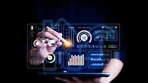 Smart home automation control system concept. Stock Photos