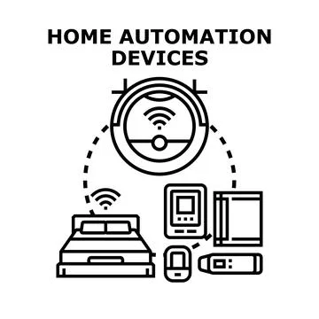 Smart home automation devices concept connecting technology Stock Illustration