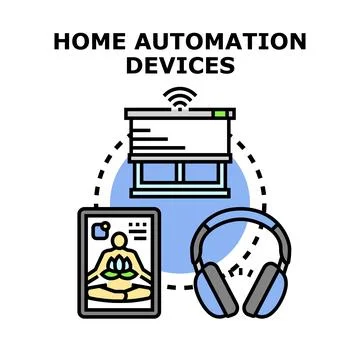 Smart home automation devices controlling comfortable modern living Stock Illustration