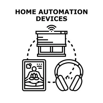 Smart home automation devices controlling comfortable modern living Stock Illustration