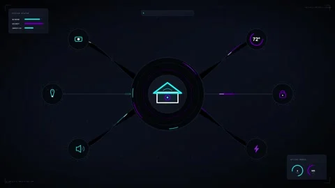 Smart home automation interface hud with connected io t device control and .. Stock Footage 337562365