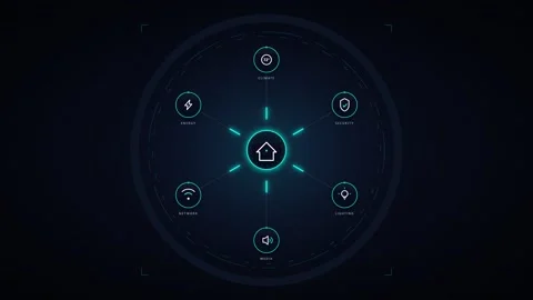 Smart home automation interface hud: digital control panel for connected io.. Stock Footage 337562366