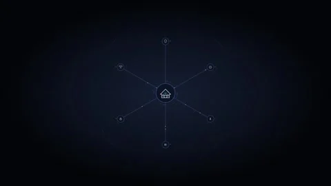 Smart home automation network interface with connected io t devices and dig.. Stock Footage 337562392