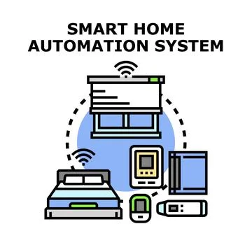 Smart home automation system controlling modern devices Stock Illustration