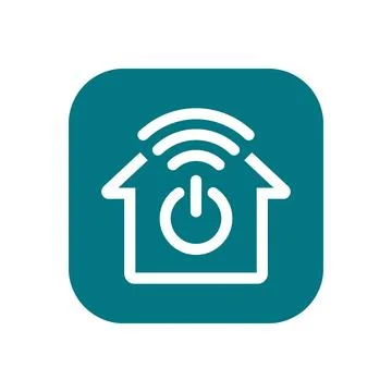 Smart home automation system logo with power button and wifi signal connect.. Stock Illustration