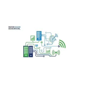 Smart home automation system with wireless connectivity and devices Stock Illustration