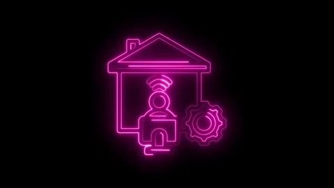 Smart home automation technology concept glowing neon icon representing con.. Stock Footage 346127961