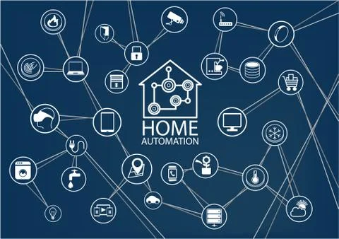 Smart home automation vector background. Stock Illustration