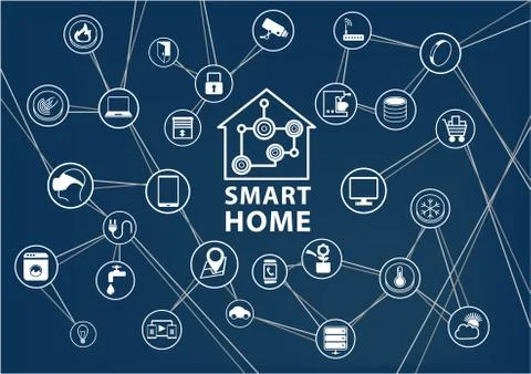 Smart home automation vector background Stock Illustration