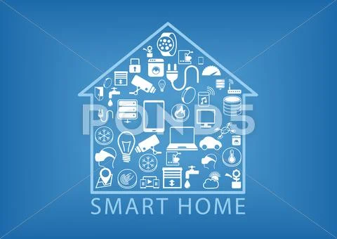Smart home automation as vector illustration Stock Illustration