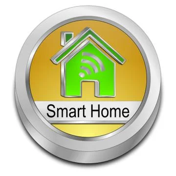 Smart Home Button - 3D illustration Illustrazione stock
