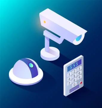 Smart Home Camera and Intercom Equipment Vector Illustrazione stock