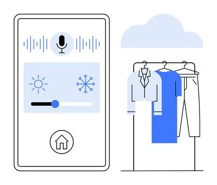 Smart Home Climate Control and Wardrobe Concept for Modern Living Technology 스톡 일러스트