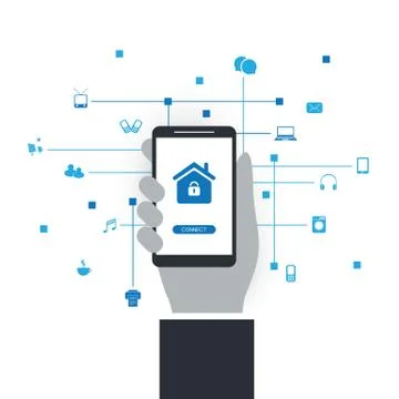 Smart Home, Cloud Computing Design Concept with Icons  Illustrazione stock