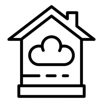Smart home cloud icon, outline style 스톡 일러스트