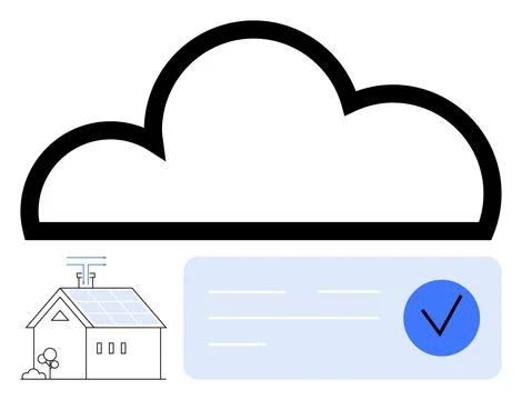 Smart Home with Cloud Integration and Data Validation Icon Stock Illustration