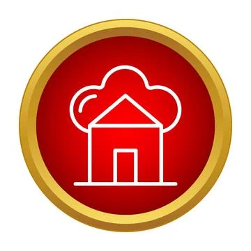 Smart home cloud technology concept button controlling house Illustrazione stock