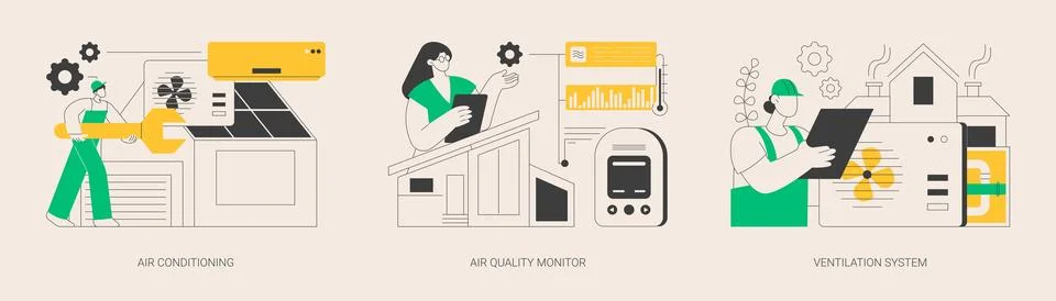 Smart home components abstract concept vector illustrations. Stock Illustration