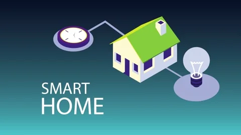 Smart home concept animation showing connected devices like thermostat and .. Stock Footage 334528236