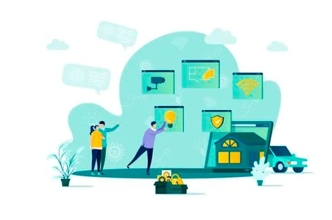 Smart home concept in flat style. Stock Illustration