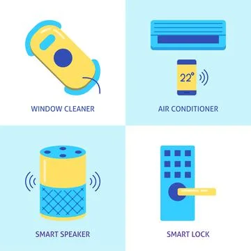 Smart home concept icon set in flat style Stock Illustration