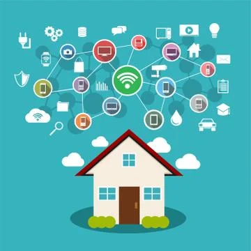 Smart home concept. Internet of things control. Stock Illustration