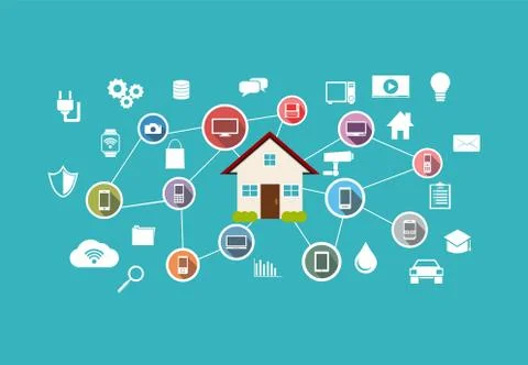 Smart home concept. Internet of things control. Stock Illustration