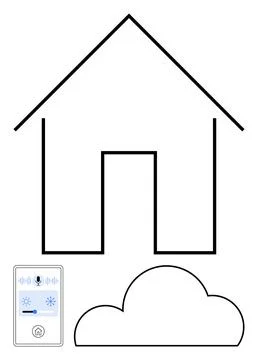Smart Home Concept with Mobile Control and Cloud Integration Stock Illustration