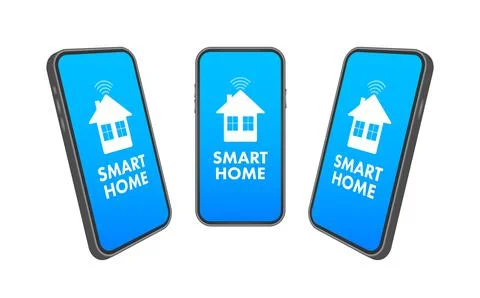 Smart home concept. Smart systems and technology on smartphone screen. Vector Stock-Illustration